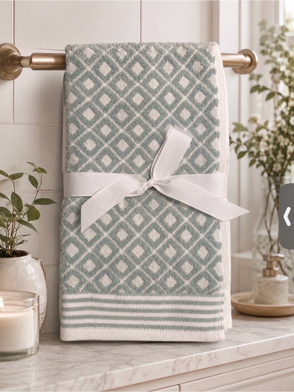 Soft Blue & White Geometric Bath Towel – Spa Style